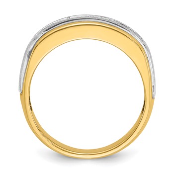 IBGoodman 14k Two-tone Men's Polished Satin and Grooved 7-Stone Ring Mounting — alternate view