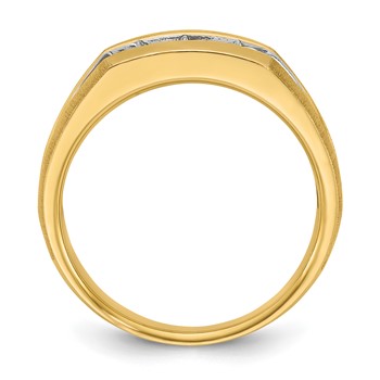 IB Goodman 14k Mens Polished Satin and Grooved 3-Stone Ring Mounting — alternate view