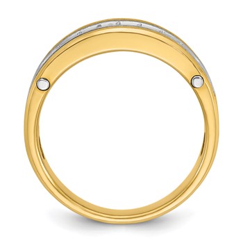 IB Goodman 14k Two-tone Mens Polished Satin and Grooved 7-Stone Ring Mounting — alternate view