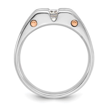 IBGoodman 14k White and Rose Gold Men's Polished Satin and Cut-Out 3-Stone Ring Mounting — alternate view