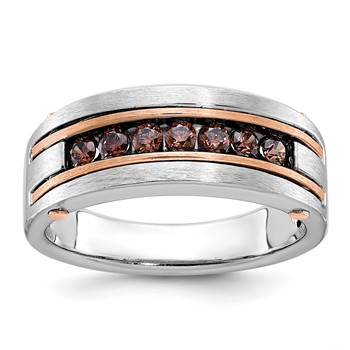 IBGoodman 10k White and Rose Gold Men's Polished and Satin 7-Stone Ring Mounting