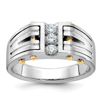 IB Goodman 14k Two-tone Mens Polished and Satin Diamond Ring Mounting