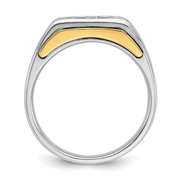 IBGoodman 14k Two-tone Men's Polished Satin and Cut-Out 3-Stone 1/3 Carat AA Quality Diamond Ring — alternate view