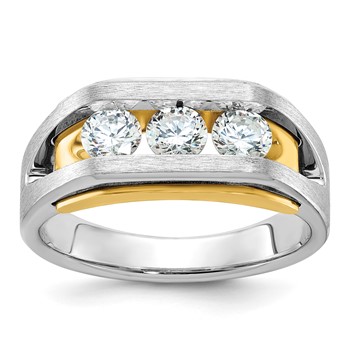 IBGoodman 14k Two-tone Men's Polished Satin and Cut-Out 3-Stone Ring Mounting