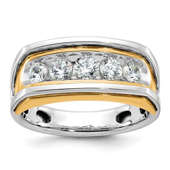 IBGoodman 14k Two-tone Men's Polished and Cut-Out 5-Stone Ring Mounting