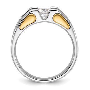 Men's TT Diamond Solitaire Ring with Satin Finish Accent Mounting — alternate view