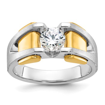 IBGoodman 10k Two-tone Men's Polished and Satin 1 Carat A Quality Diamond Ring