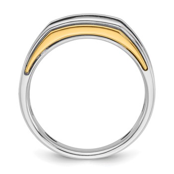 10k Two-tone IBGoodman Men's Polished 5-Stone Ring Mounting — alternate view