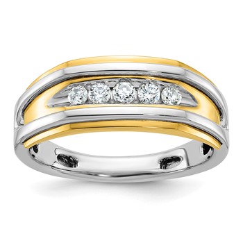 IB Goodman 14k Two-tone Mens Polished 5-Stone Ring Mounting