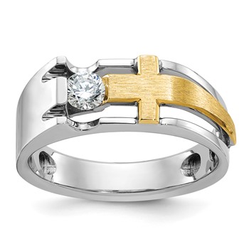 IBGoodman 14k Two-tone Men's Polished Satin and Cut-Out Cross Ring Mounting