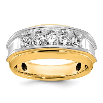 14k Two-tone IBGoodman Men's Polished 5-Stone Ring Mounting