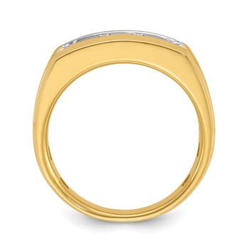 IB Goodman 14k Mens Polished and Grooved 3-Stone Ring Mounting — alternate view