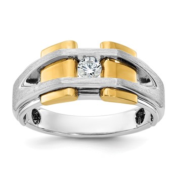 IB Goodman 14k Two-tone Mens Polished and Satin Diamond Ring Mounting