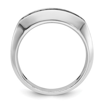 IBGoodman 14k White Gold Men's Polished Satin and Grooved Ring Mounting — alternate view