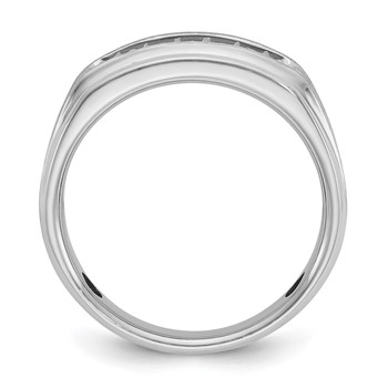 IBGoodman 14k White Gold Men's Polished Satin and Grooved Ring Mounting — alternate view