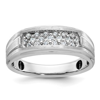 IBGoodman 14k White Gold Men's Polished Satin and Grooved Ring Mounting