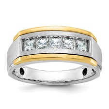 Image of IBGoodman 14k Two Tone 1 carat Lab Grown Diamond VS/SI+ G+ Complete Polished and Satin Men's Ring