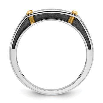 IBGoodman 14k Two-tone Men's Polished Satin and Grooved 5-Stone Ring Mounting — alternate view