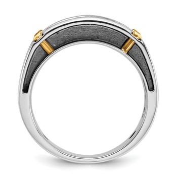 IBGoodman 14k Two-tone Men's Polished Satin and Grooved 5-Stone Ring Mounting — alternate view