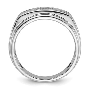 IBGoodman 14k White Gold with Black Rhodium 1/3 carat Lab Grown Diamond VS/SI+ G+ Complete Polished and Grooved Men's Ring — alternate view