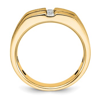 10k IBGoodman Men's Satin and Grooved 3-Stone Ring Mounting — alternate view