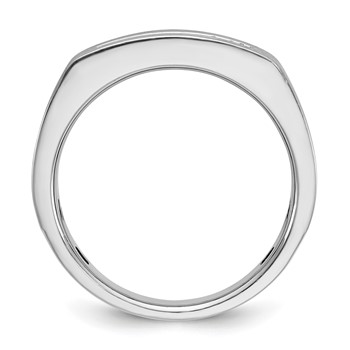 IBGoodman 14k White Gold Men's Polished Satin and Grooved Square 5-Stone Ring Mounting — alternate view