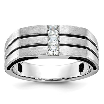 IB Goodman 14k White Gold Mens Polished and Satin Diamond Ring Mounting