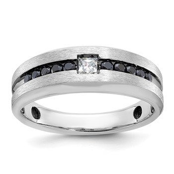 IB Goodman 14k White Gold Polished and Brushed Diamond Mens Ring Mounting