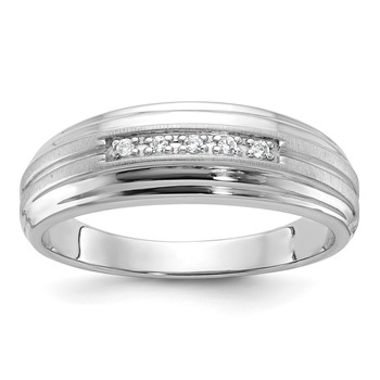 IBGoodman 10k Men's Polished Satin and Grooved 5-Stone Ring Mounting