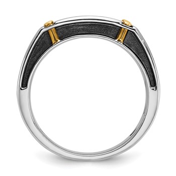 IBGoodman 14k Two-tone Men's Polished Satin and Grooved 5-Stone Ring Mounting — alternate view