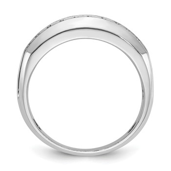 IBGoodman 14k White Gold Men's Polished Satin and Grooved 2-Row Ring Mounting — alternate view