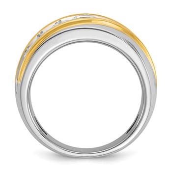 IBGoodman 14k Two-tone Men's Polished and Grooved 7-Stone Ring Mounting — alternate view
