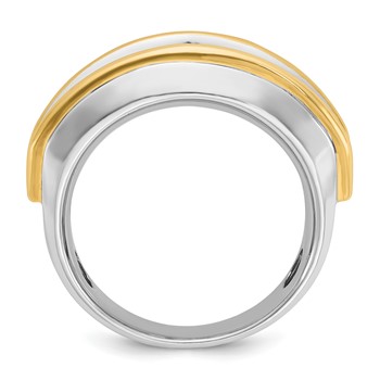 10k Two-tone IBGoodman Men's Polished 7-Stone Ring Mounting — alternate view