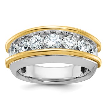 10k Two-tone IBGoodman Men's Polished 7-Stone Ring Mounting