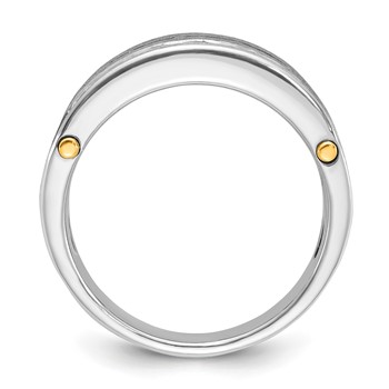 IBGoodman 14k Two-tone Men's Polished Satin and Grooved 7-Stone Ring Mounting — alternate view