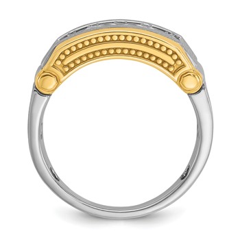 IBGoodman 14k Two-tone Men's Polished Satin and Beaded 5-Stone Ring Mounting — alternate view