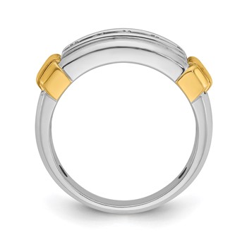 IBGoodman 14k Two-tone Men's Polished and Textured 5-Stone Ring Mounting — alternate view