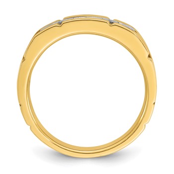 IBGoodman 14k Two-tone Men's Polished and Grooved 5-Stone Ring Mounting — alternate view