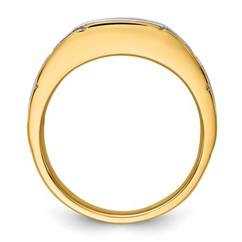 IBGoodman 14k Two-tone Men's Polished Satin and Grooved Ring Mounting — alternate view