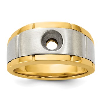 IBGoodman 14k Two-tone Men's Polished Satin and Grooved Ring Mounting