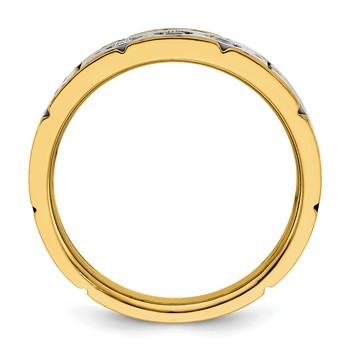 10kw IBGoodman Men's Polished & Satin 3-Stone Ring Mtg — alternate view