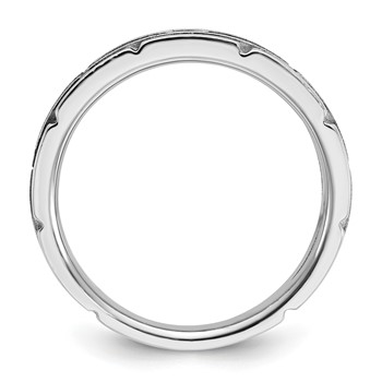 IBGoodman 14k White Gold Men's Polished and Textured Solitaire Ring Mounting — alternate view