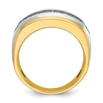 IBGoodman 14k Men's Polished Satin and Grooved 7-Stone Ring Mounting — alternate view