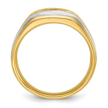 IB Goodman 14k Mens Polished Satin and Grooved 5-Stone Ring Mounting — alternate view
