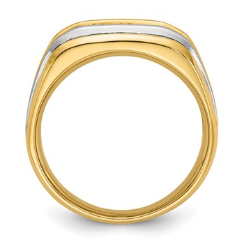 IBGoodman 14k Two-tone Men's Polished Satin and Grooved 5-Stone Ring Mounting — alternate view