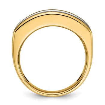 IBGoodman 14k Two-tone Men's Polished Satin and Grooved 7-Stone Ring Mounting — alternate view