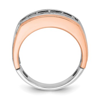IBGoodman 14k White and Rose Gold Men's Polished and Satin 5-Stone Ring Mounting — alternate view