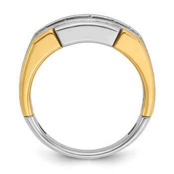 IBGoodman 14k Two-tone Men's Polished Satin and Grooved 5-Stone Ring Mounting — alternate view