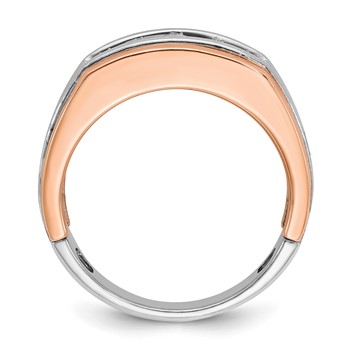 IB Goodman 14k White and Rose Gold Mens Polished Satin and Grooved 5-Stone Ring Mounting — alternate view