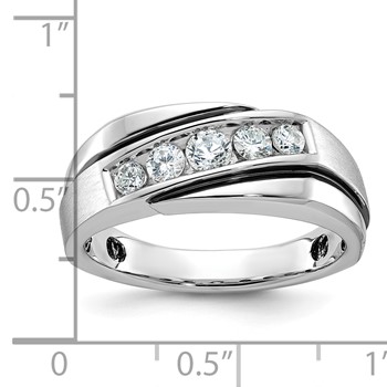10k White Gold Men's Polished Satin and Grooved Ring Mounting — alternate view